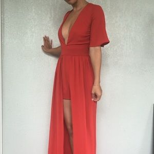 Deep-V romper/dress